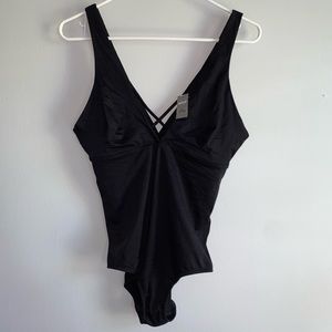 NWT black v-neck bodysuit from aerie